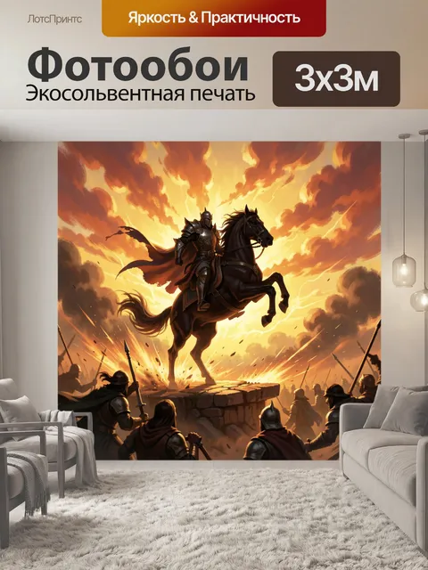 Фотообои Рыцарь на вздыбленном коне