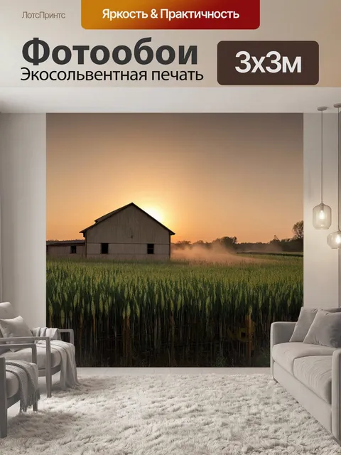 Фотообои закат на заброшенной ферме