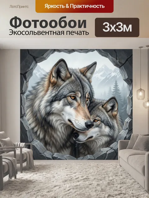 Фотообои Пара волков в горах