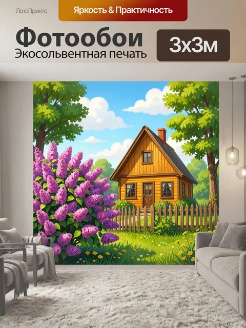 Фотообои Уютный деревянный дом в саду