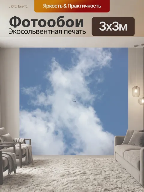 Фотообои Белые облака Blue Sky небольшой самолет
