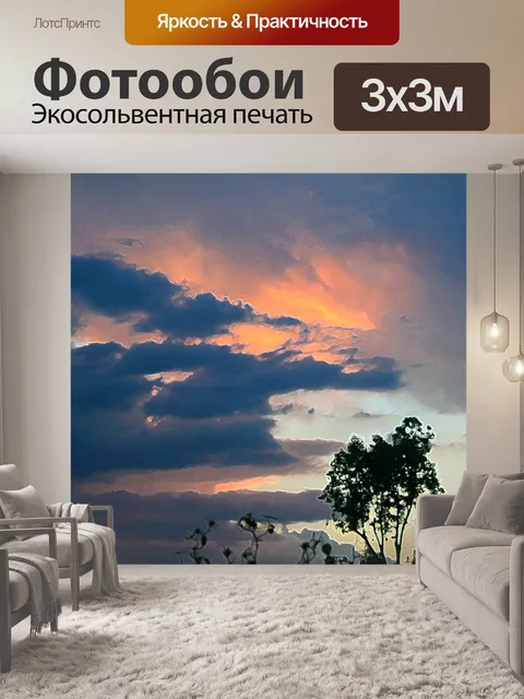 Фотообои закат облака с деревом