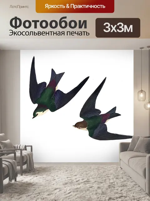 Фотообои Винтажные ласточки летающие клипарт