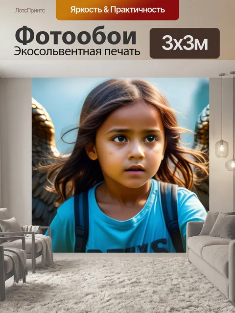 Фотообои ангел с крыльями, защищающий детей от опасности