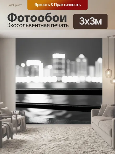Фотообои городской пейзаж с морем чернобелый