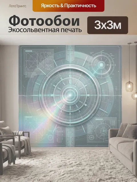 Фотообои Футуристический циферблат с чертежами