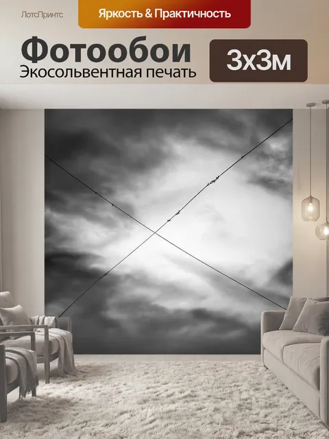 Фотообои небо, затянутое облаками, с судорожно извивающимися проводами, отражающими угрозу шторма