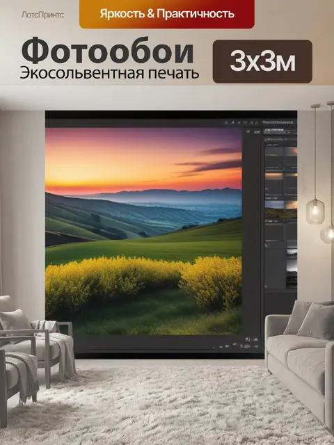 Фотообои нарисовать пейзаж с фотографии легкий