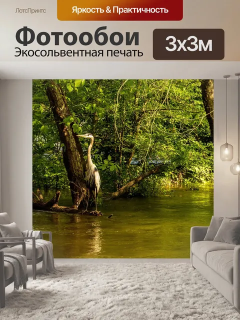 Фотообои Цапля ловит рыбу
