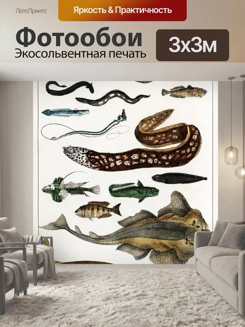 Фотообои Рыба старинные иллюстрации старые