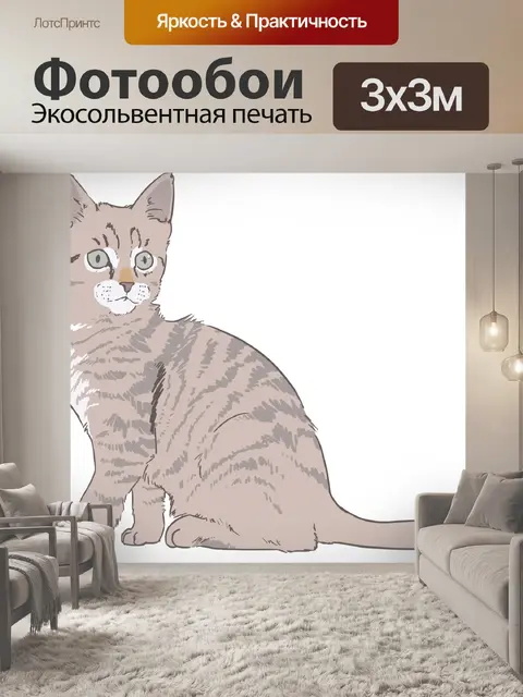 Фотообои Котенок цветной рисунок