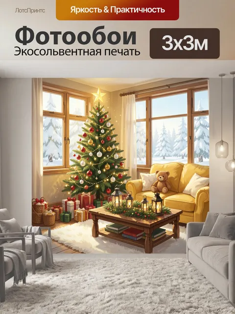 Фотообои Новогодний уют в гостиной