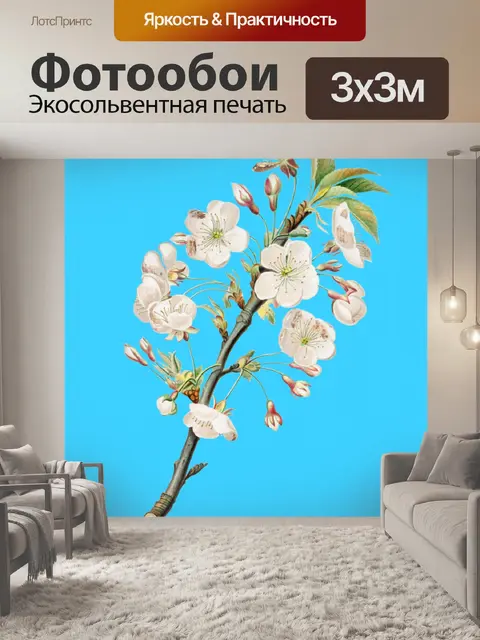 Фотообои Винтажный клипарт ветка сакуры