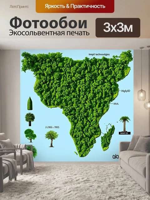 Фотообои зеленые в стиле инфографический рисунок