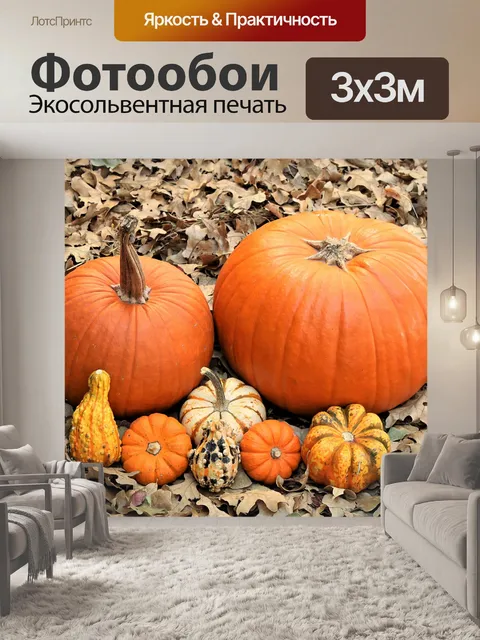 Фотообои Тыквы в листьях