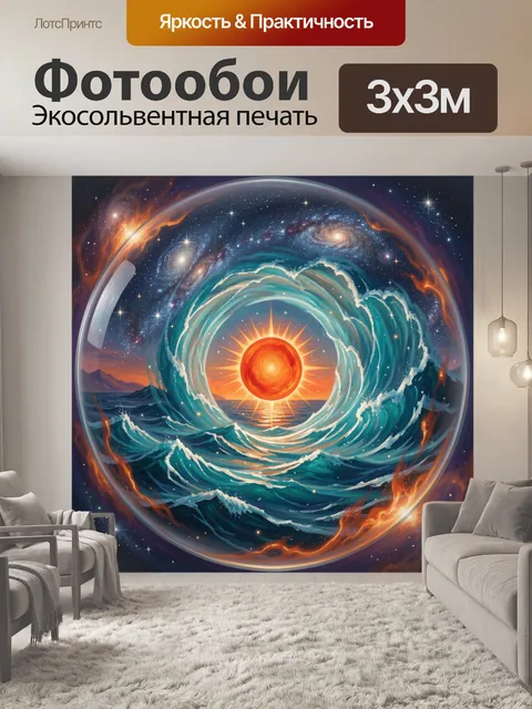 Фотообои Космический огненный вихрь и солнце