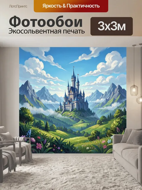 Фотообои Фэнтезийный замок в горах