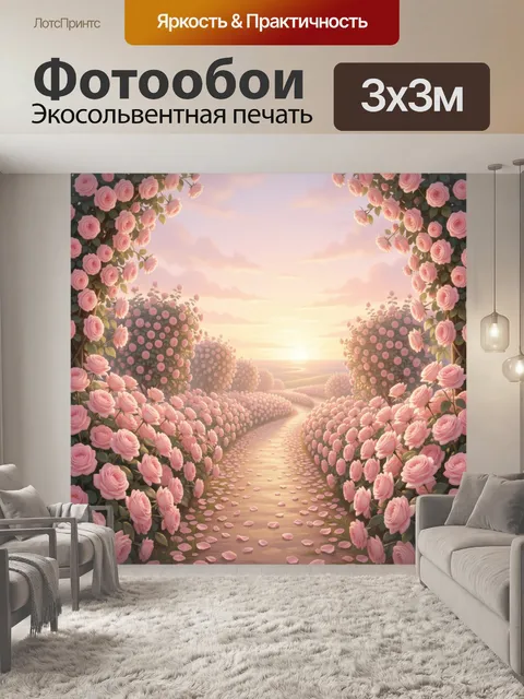 Фотообои Розовый сад на закате