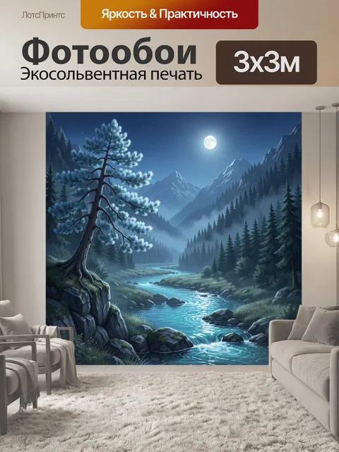 Фотообои Лунная ночь в горах