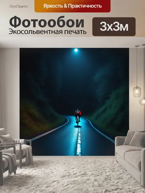 Фотообои поездка на велосипеде по темной дороге