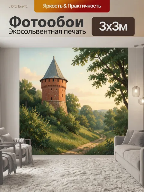 Фотообои Старинная башня в лесу