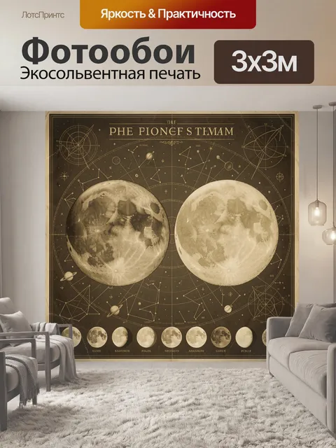Фотообои Лунная карта звездного неба