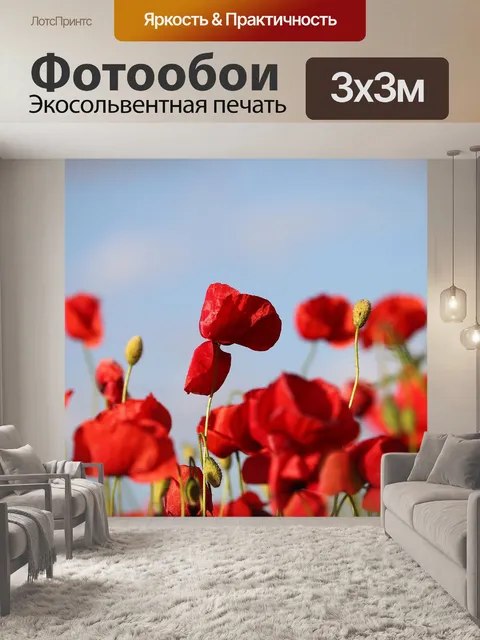 Фотообои Красные маки на ветру
