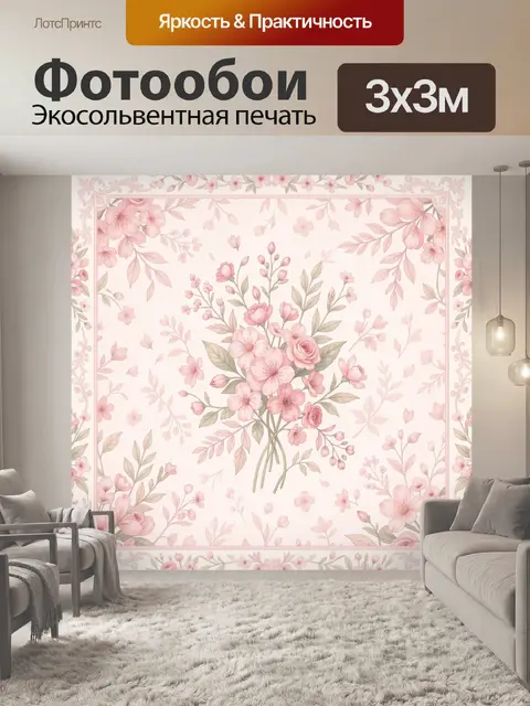 Фотообои Букет розовых цветов в рамке