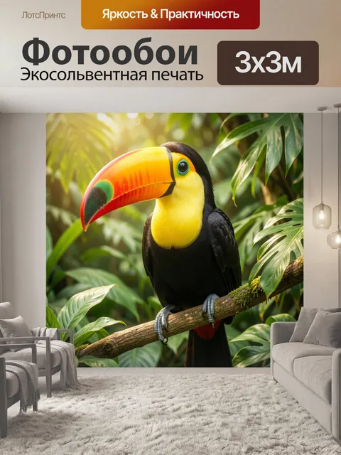 Фотообои Тукан в тропических джунглях