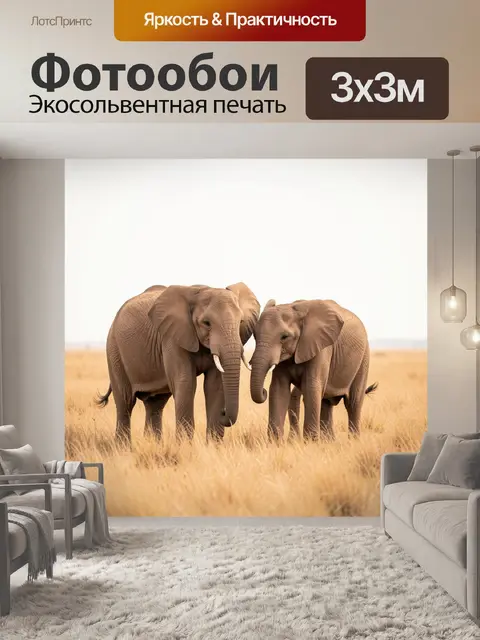 Фотообои Два слона в саванне