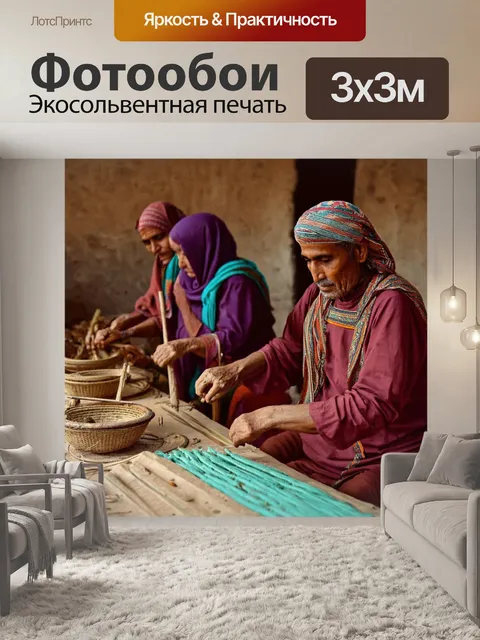 Фотообои египет в стиле полароидная фотография, местные жители, практикующие традиционное ремесло в своих домах