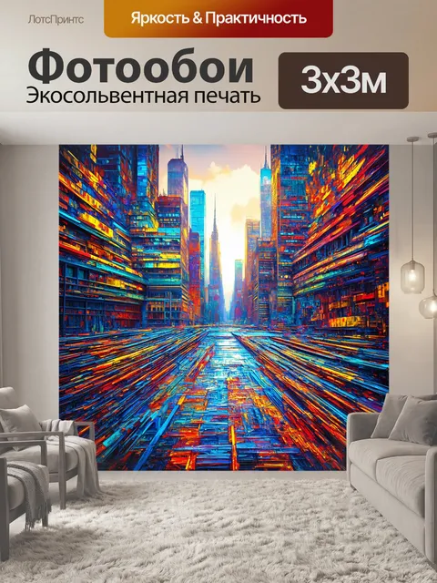 Фотообои программирование как искусство: пейзаж в цветах кода, стиль городской живописи