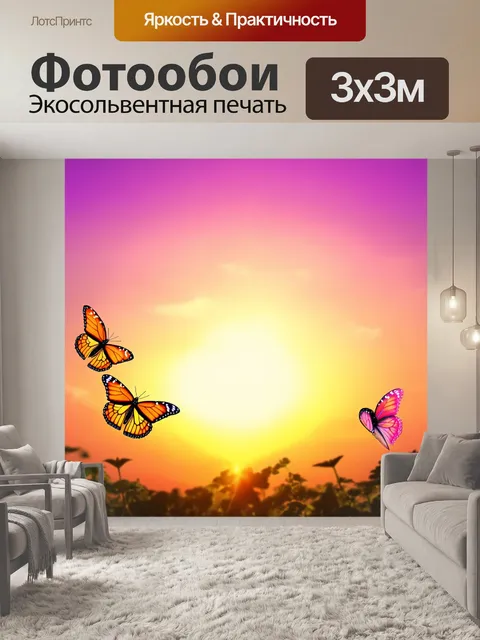 Фотообои бабочка: на фоне вечернего заката