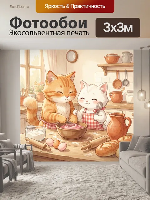 Фотообои Два котенка на кухне