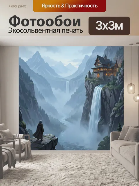 Фотообои Замок у горной реки