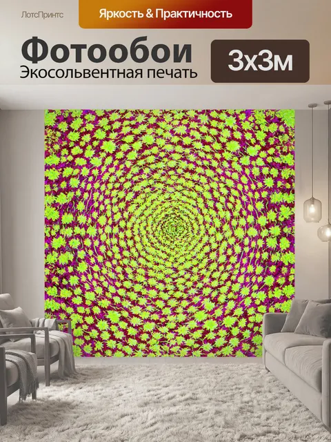 Фотообои цветы в стиле оп-арт, изображающие цветы в виде бесконечных узоров и форм