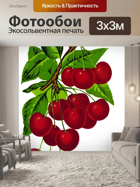 Фотообои Вишня на ветке Акварель