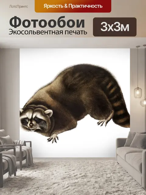 Фотообои Винтажный клипарт енот