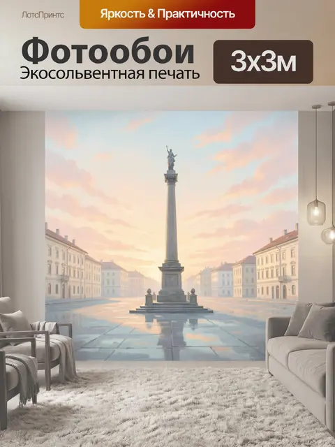 Фотообои Колонна со статуей на рассвете