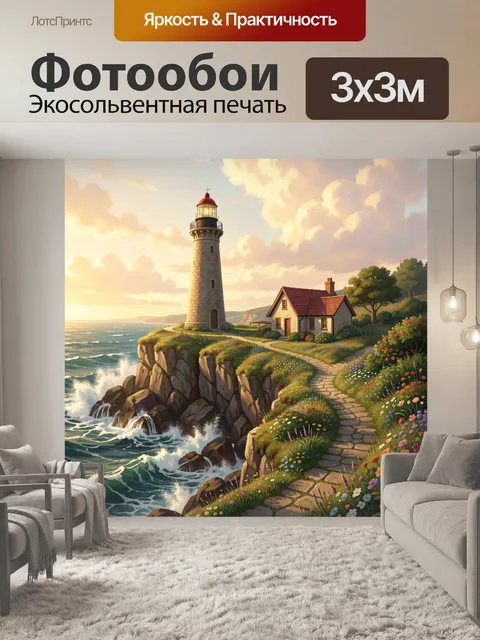 Фотообои Маяк на морском утесе