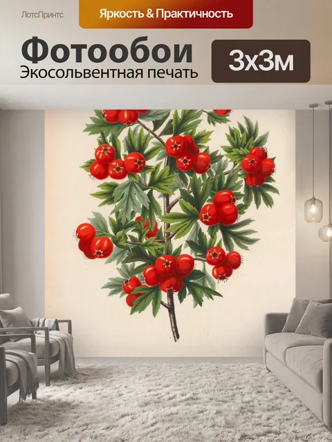 Фотообои Ягоды красная ветка винтаж