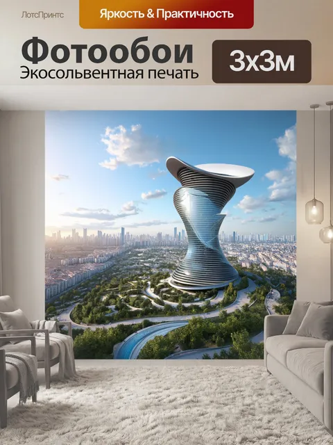Фотообои архитектурные проекты баку в футуристическом стиле, с необычными формами и панорамными видами на город
