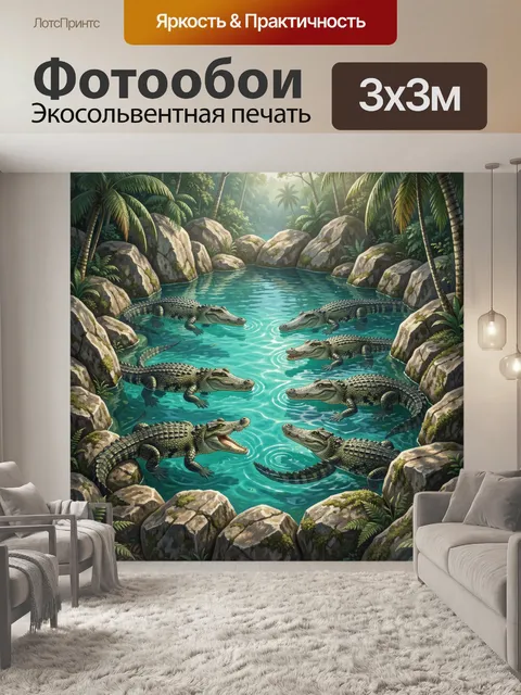 Фотообои Крокодилы в тропическом речном заливе