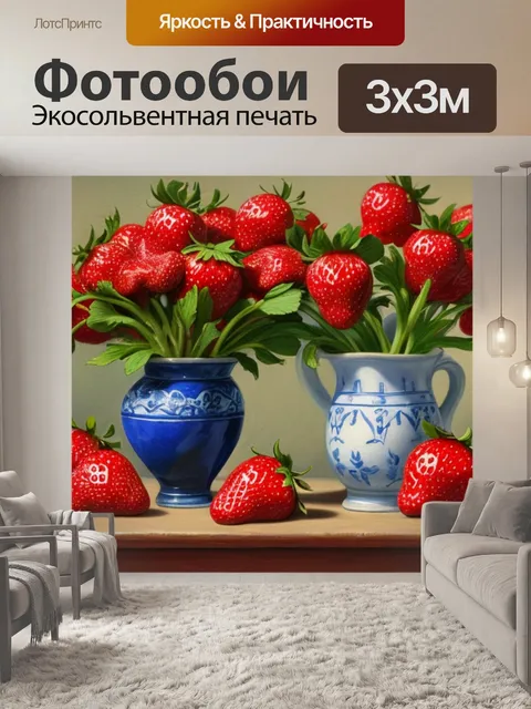 Фотообои натюрморт с земляникой живопись