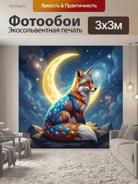 Фотообои Лиса под звездным небом
