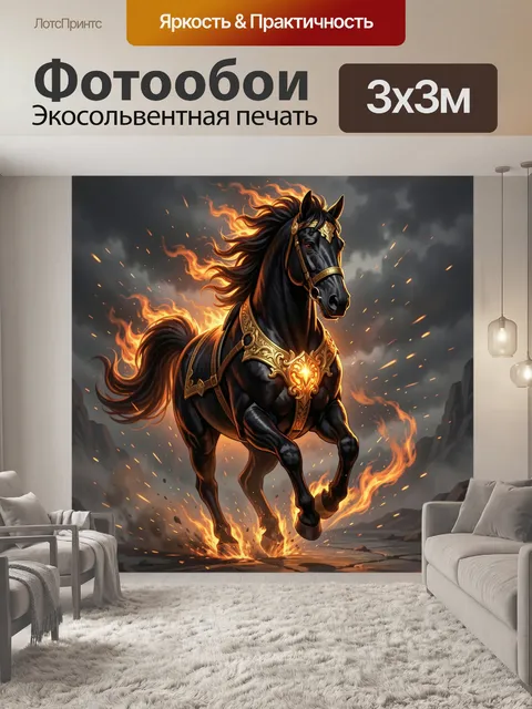 Фотообои Огненный конь в доспехах