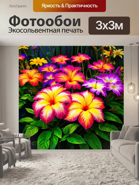 Фотообои цветы в стиле фэнтези с экзотическими цветами