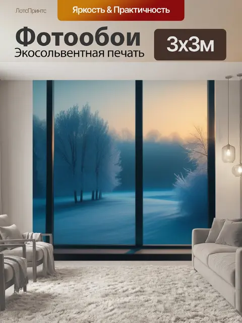 Фотообои пейзаж с окна зимний легкий