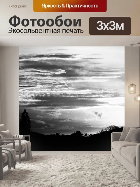 Фотообои черные и белые облака и небо