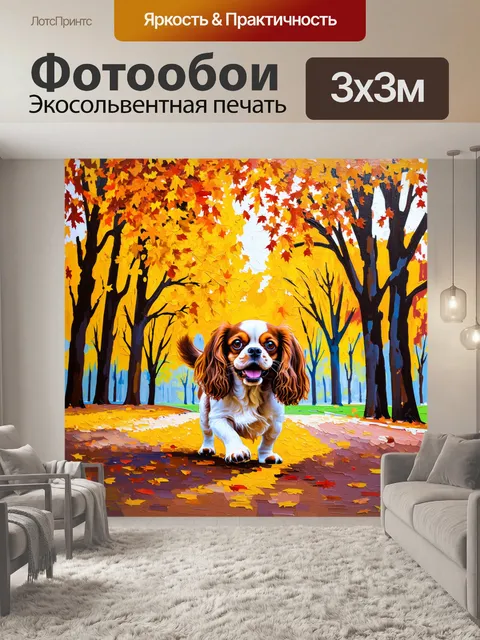 Фотообои картинка с кавалером кинг чарльз спаниелем